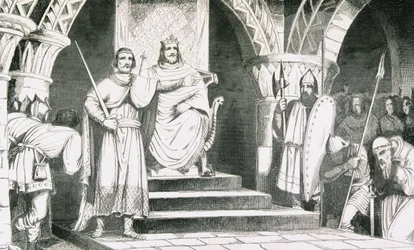 Kroningen af Chilperik 2. (670-720), fra »Histoire de France« af Colart, udgivet omkring 1840