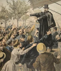 Mødet i Deroulede: ved udgangen, illustration fra Le Petit Journal: Supplement illustre, 9. oktober 1898