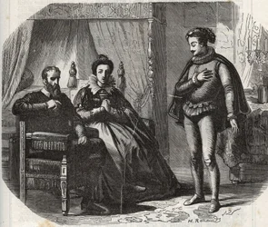 Hertuginden af Cleves, Mary von Julich Hertuginden af Juliers og Berg (1491-1543), får kendskab til opløsningen af ægteskabet mellem hendes datter, Anne af Cleves (1515-1557) og kongen af England Henrik VIII (1491-1547) ) i 1540. Stik fra 1871 i „Hist