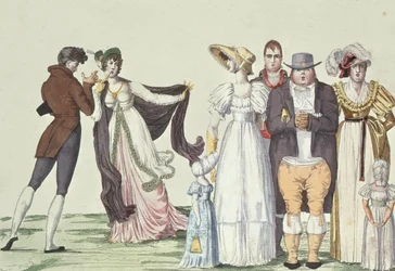 Den engelske familie i Paris, illustration fra Le Supreme Bon Ton, ca. 1815