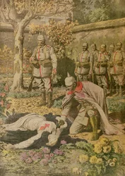 Henrettelsen af Edith Cavell (1865-1915) fra Le Petit Journal, november 1915