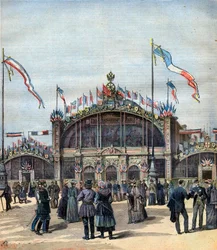 Den franske udstilling i Moskva (maj-okt 1892) Udsigt over facaden. Illustration til Le Petit Journal