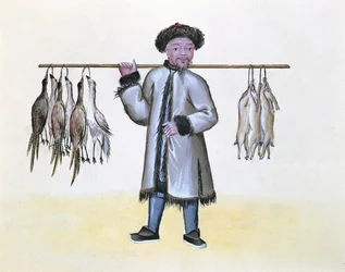The Game Merchant, fra en bog om gaderne i Peking, ca. 1785 (wc og gouache på papir)