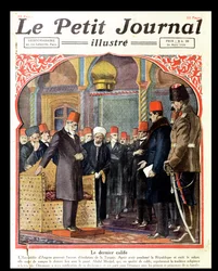 Den sidste kalif, Abdul Majid II (1868-1944) afsat fra tronen af Ankara-forsamlingen, fra Le Petit Journal, 1924