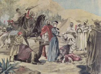 Ægteskabet mellem en europæisk kvinde med en arabisk høvding, fra Le Petit Journal, 1899