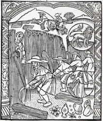 August måned, fra en hyrdekalender, 1496