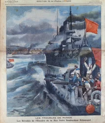 Det russiske mytteri i Sortehavet og bombardementet af Sebastopol, illustration fra Le Petit Parisien, 1905