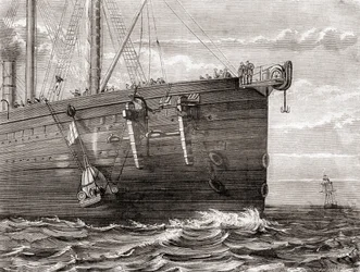 S.S. Great Eastern sender en bøje i havet for at markere stedet for et tabt transatlantisk telegrafkabel