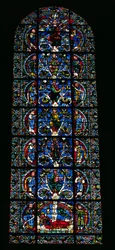 The Tree of Jesse, lancetvindue i vestfacaden (farvet glas) (detalje af 98062)