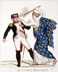 The Unmasked Tyran - i "" Napoleon 1st, karikaturer, dummy-samling", ca. 1814.