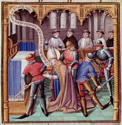 Mordet på Thomas Becket i 1170 (Mordet på Sankt Thomas af Canterbury). Miniature fra 