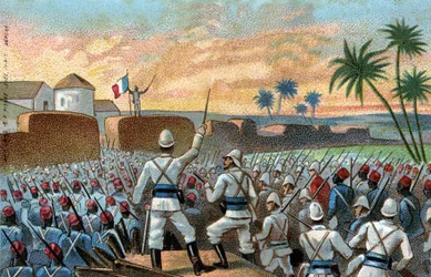 Erobringen af Abomey, tidligere hovedstad i Behanzin (Benin i dag) af den franske ekspeditionsstyrke bestilt af general Alfred Amedee Dodds (17. november