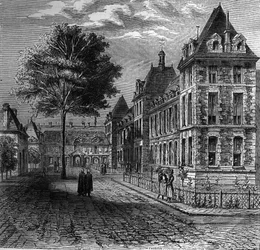 Retten til Saint Louis Hospital i Paris i slutningen af det 16. århundrede.