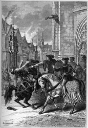 Wat Tylers død i Smithfield, London, i 1381 under bondeoprøret - Death of Wat (eller Walter) Tyler, engelsk revolutionær, i Smithfield, under bondeoprøret, London