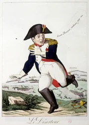 Desertøren: braves francais, fortsæt for mig"" - i "Napoleon I", karikaturer, dummy-samling, ca. 1814-1815.