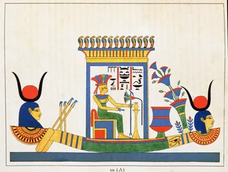 Gudinden Anuket, illustration fra Pantheon egyptien: samling af mytologiske karakterer fra det gamle Egypten af ​​Jean-Francois Champollion, udgivet ca. 1986