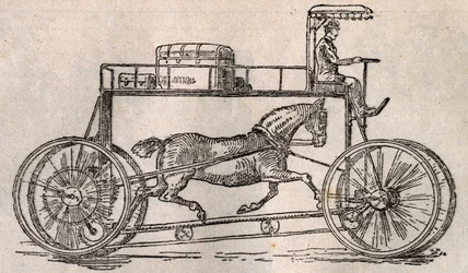 Hippocyklen: opfindelse til "hestebevarelse" som transportmiddel efter ankomsten af biler og cykler. Indgravering i "" Le Pelerin"" af 9. august