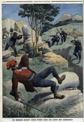 Den sidste korsikanske bandit falder under gendarmernes slag: ”Le Petit Journal” af 5. december 1909 (gravering)