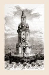 Det originale Cordouan-fyrtårn fra det 17. århundrede, nær mundingen af Gironde-mundingen i Frankrig, fra 