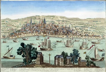 Havnen og byen Bordeaux - gravering