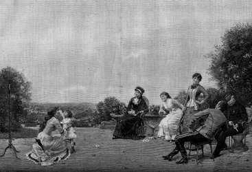 Skuddet. Stik efter maleri af Jules Frederic Ballavoine (1844-apr. 1914). Indgravering i "" Le Monde Illustré"" nr. 1194 af 14. februar 1880.