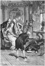 Søvngængeren Victor og markisen af Puysegur ved Madame de Montessons, illustration fra Les Mysteres de la Science af Louis Figuier (1819-94) 1886