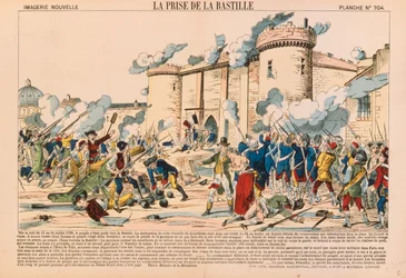 Indtagelsen af Bastillen under den franske revolution den 14. juli 1789, udgivet af Haguenthal, Pont-a-Mousson, 1840