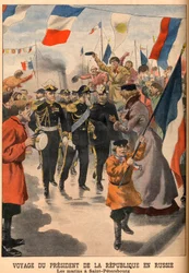 Frankrigs præsident Loubets besøg i Rusland - Republikkens præsident Emile Loubets rejse til Rusland. Sømændene i Sankt Petersborg. Le Petit Journal, 8. juni