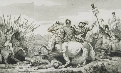Theodoric er dræbt i kamp mod Attila, nær Chalons, fra 