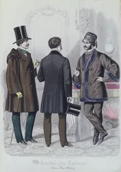Three Elegant Young Men, december, 1856 (farvegravering)