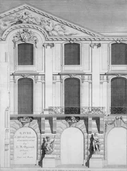 Titelside på en bog med graverede plader af Oppenords design, udgivet 1745