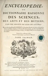 Titelside af første bind af Encyclopedia af Denis Diderot og Jean le Rond dAlembert, 1751