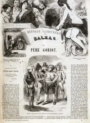 Titelside på den originale udgave af Balzacs roman "" Faderen Goriot"" i "" Illustrerede værker af Balzac"": "" Goriot var præsident for sektionen under revolutionen"" . ¿