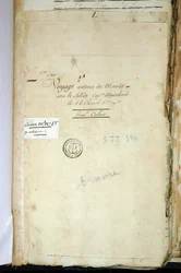 Titelblad til andenstyrmand Chanals originale manuskript, "Rejse jorden rundt på Solide under kaptajn Marchand" (en logbog). 1791-1792. Nationalarkivet i Paris.