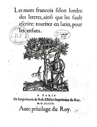 Titelblad til den første fransk-latinske ordbog, 1544