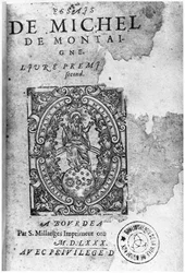 Titelblad for den første udgave af Essais af Michel de Montaigne (1533-92) 1580