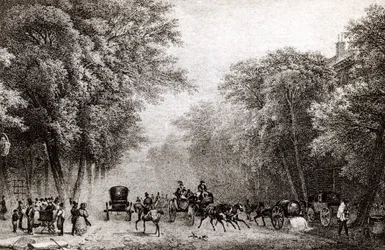 Trafik i Paris, Frankrig, i det 19. århundrede, omkring 1830