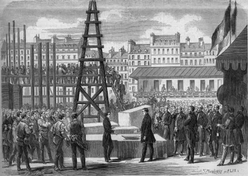 Transformationer af Paris under det andet imperium, Haussmann Paris: installation af premieren på Opera Garnier af statsminister Joseph Alexandre Colonna (1810-1868), grev Walewski, i nærværelse af arkitekten Charles Garnier (1825-1898)