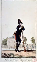 Uniform: elev af Polyteknisk Skole i 1800-tallet. Tryk af det 19. århundrede. Paris, Musée Carnavalet