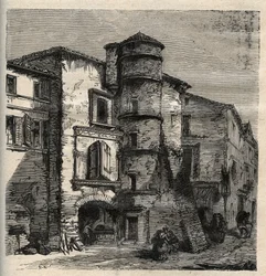 Uzes - det gamle slot -Gard - Frankrig - indgravering i "" PATRIE"" - PECTUREQUIREQUE BESKRIVELSE AF FRANKRIG I 6 BINDE AF LUCIEN HUARD - slutningen af ​​det 19. århundrede