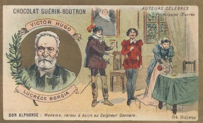 Victor Hugo (1802-1885), fransk digter, dramatiker, forfatter og romanforfatter, forfatter til "Lucrece Borgia", drama i prosa (1833)