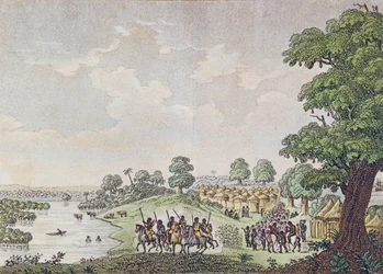 Udsigt over Joal, handelshavn i Kongeriget Sine, Senegal, ca. 1810