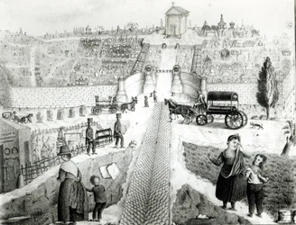Udsigt over Pere-Lachaise kirkegård, begyndelsen af det 19. århundrede