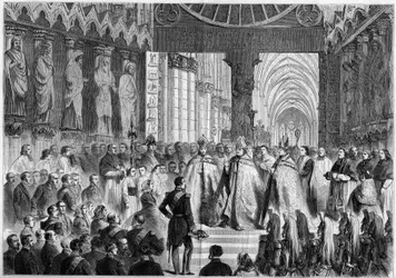 Besøg af Napoleon III (1808-1873) og Impress Eugenie (1826-1920) i Reims