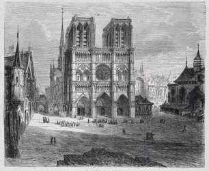 Udsigt over Notre-Dame de Paris - i ""Paris gennem århundrederne"", af H. Gourdon de Genouillac, red. F. Roy, Paris