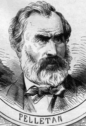 Krigen i 1870 - Den nationale forsvarsregering: portræt af Eugène Pelletan (1813-1884), medlem af den provisoriske regering i 1870. Stik i »Le Monde Illustré«, nr. 706 af 22. oktober