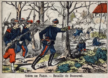 Krig i 1870 mellem Frankrig og Preussen: Slaget ved Buzenval i Paris-regionen den 19/01/1871.