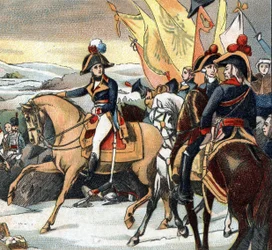 Den franske revolutions krige: Jean Victor (Jean-Victor) Moreau (1763-1813) sejr over østrigerne under kommando af ærkehertug Jean den 3. december 1800 i slaget ved Hohenlinden (Baviere - Tyskland).