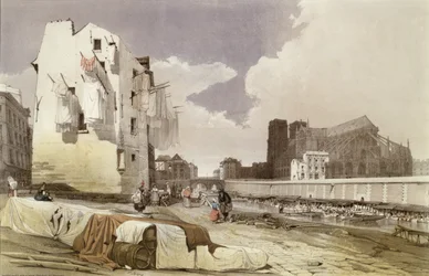 Vaskekvinder ved Lavoirs ved Quai Montebello, ca. 1840