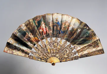 Bryllupshåndvifte, der viser David, der overgiver sin krone i Bathsheba, ribben i Louis XVI-stil